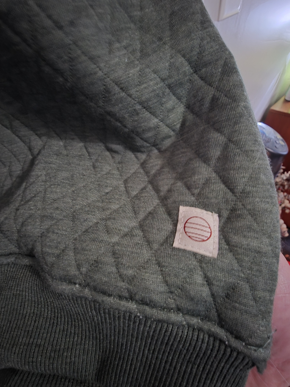 Marine Layer Quilted Crewneck Sweater in Olive - Picture 3 of 3